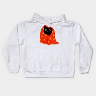 Cozy Black Cat in Blanket Kids Hoodie